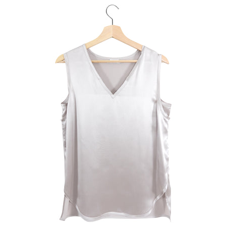Vince Pale Rose Quartz Silk Satin V Neck Sleeveless Blouse - M