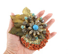 Lawrence VRBA Vintage Turquoise Coral Large Statement Brooch