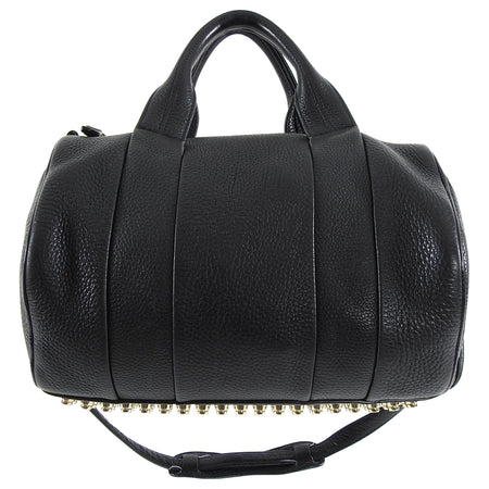 Alexander Wang Black Grained Leather Gold Studs Rocco Bag 