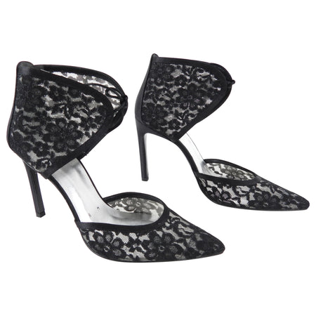 Stuart Weitzman Lace Ankle Tie D'orsay Pumps - 8