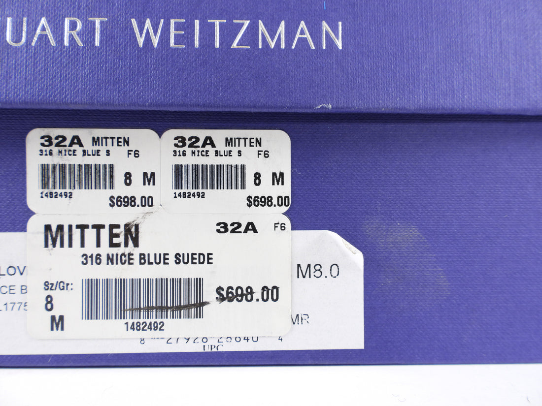 Stuart Weitzman Navy Suede Mitten Ankle Boot - 8M