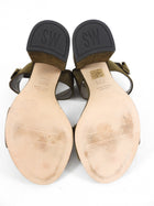 Stuart Weitzman Olive Suede Block Heel Sandals - 39