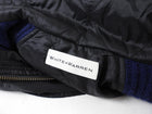 White + Warren Navy Knit Sleeve Black Nylon Jacket - M