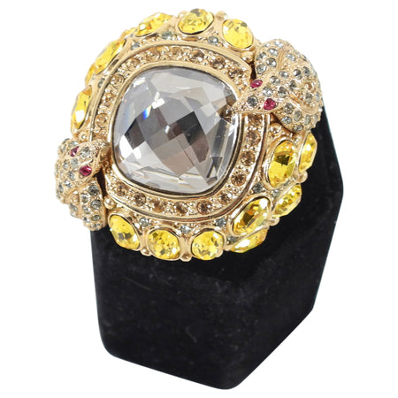 Michelle Monroe Yellow Crystal Gold Snake Statement Cocktail Ring - 9.25