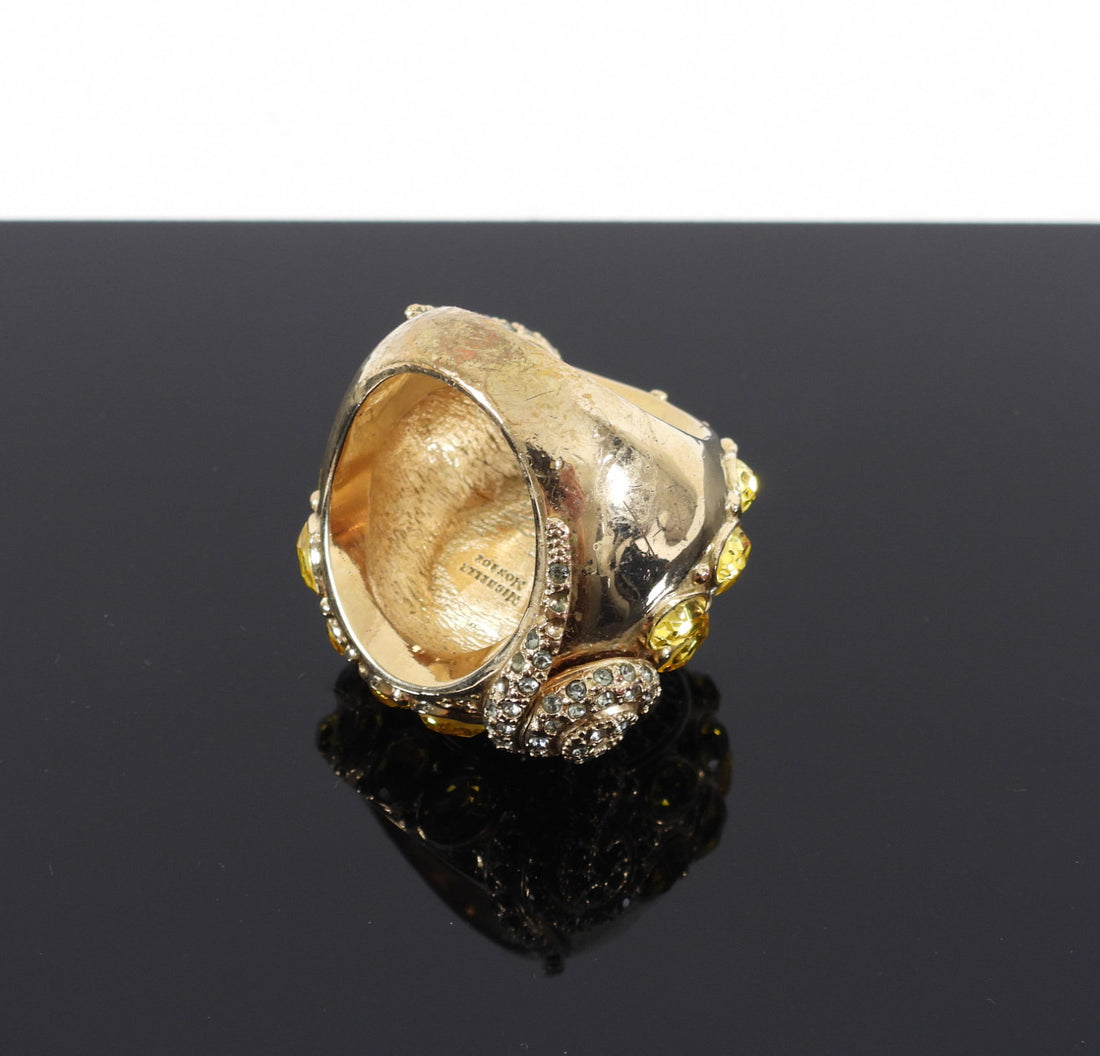 Michelle Monroe Yellow Crystal Gold Snake Statement Cocktail Ring - 9.25