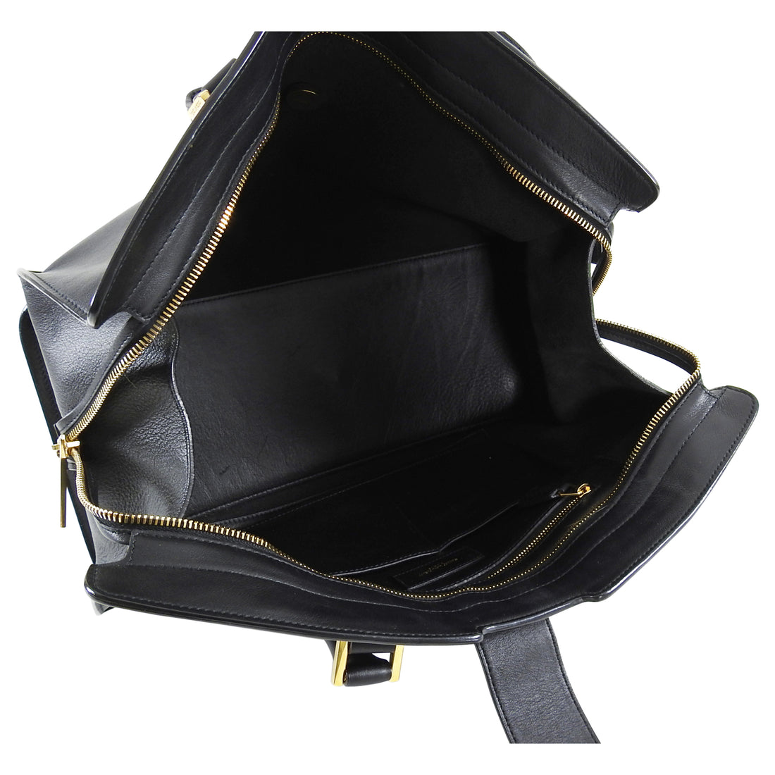 Saint Laurent Cabas Chyc Medium Black Leather Y Bag