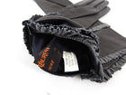 YSL Yves Saint Laurent Vintage 1990's Black Leather Grey Ruffle Gloves