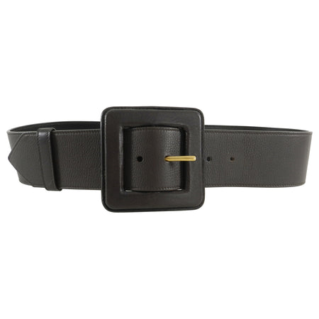 YSL Yves Saint Laurent Dark Brown Wide Leather Belt