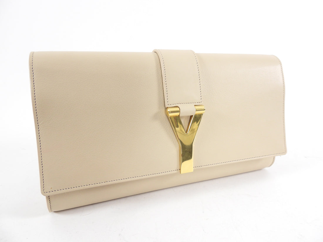 Leather clutch bag Yves Saint Laurent Beige in Leather - 25302511