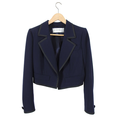 YSL Vintage 1990's Haute Couture Midnight Crop Tuxedo Jacket - 6