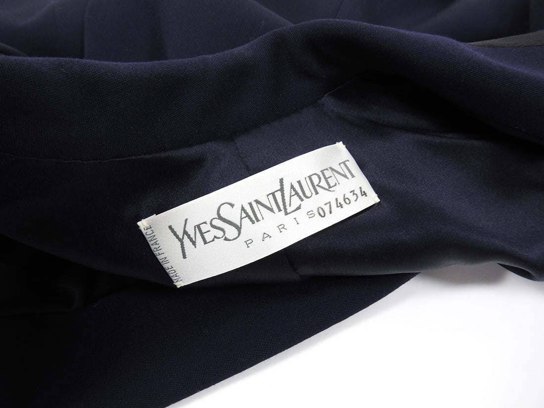 YSL Vintage 1990's Haute Couture Midnight Crop Tuxedo Jacket - 6