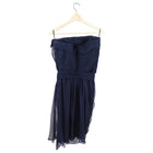 YSL Yves Saint Laurent Vintage 1990's Haute Couture Navy Silk Strapless Dress - 6