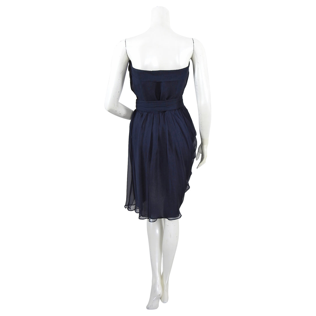 YSL Yves Saint Laurent Vintage 1990's Haute Couture Navy Silk Strapless Dress - 6