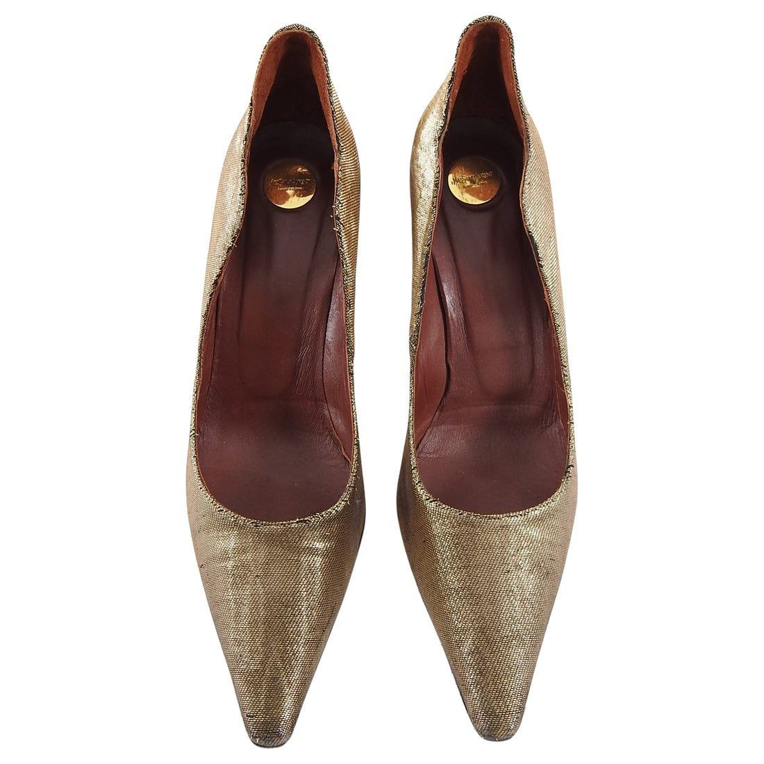 Yves Saint Laurent Vintage 1990's Haute Couture Bronze Lame Pumps Heels - 40