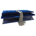 Saint Laurent Kate Tassel Blue Velvet and Rhinestone Crossbody Bag