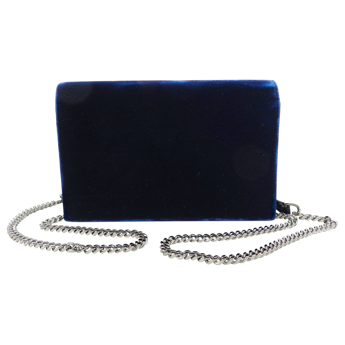 Saint Laurent Kate Tassel Blue Velvet and Rhinestone Crossbody Bag