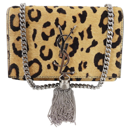 Saint Laurent Mini Calf Leopard Kate Tassel Crossbody Bag