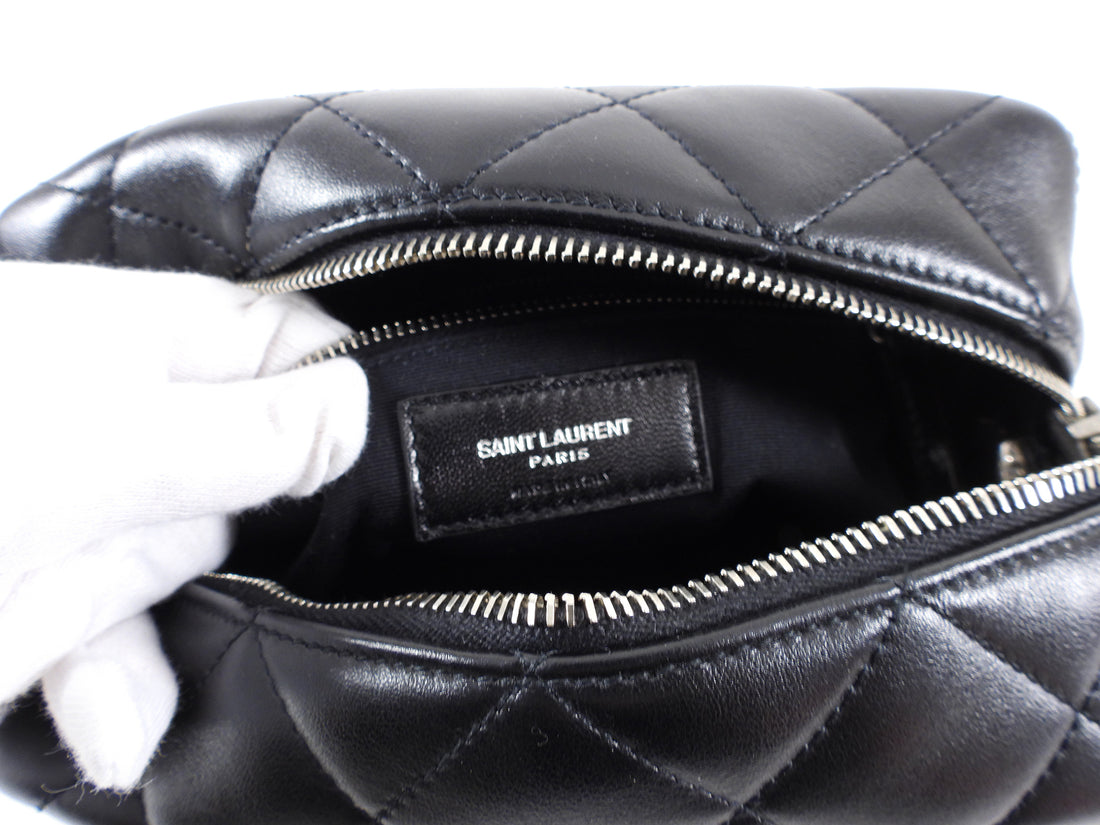 Saint Laurent Black Matelasse Small Lou Lou Bowling Bag