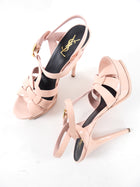 Yves Saint Laurent Blush Pink Patent 135mm Tribute Sandals - 39