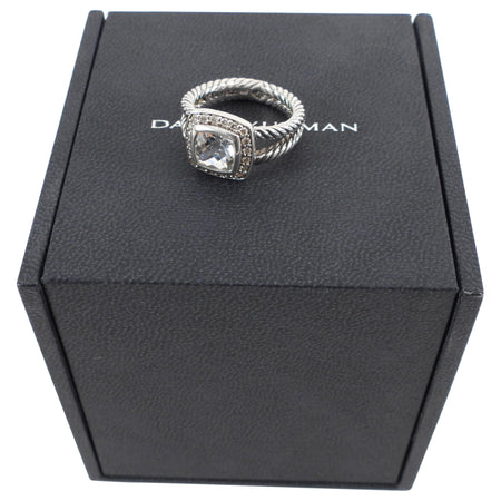 David Yurman Petite Albion Sterling Diamond White Topaz Ring - 5.5