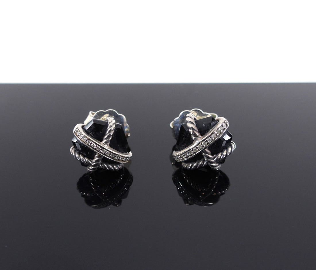 David Yurman Black Cable Wrap Diamond Earrings