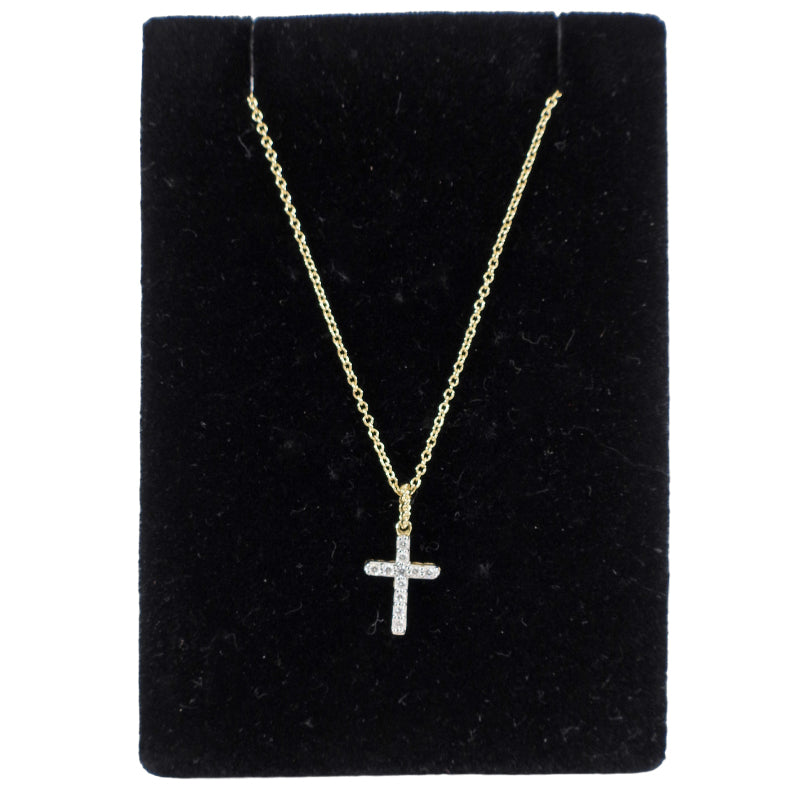 David Yurman 18k Yellow Gold Petite Diamond Cross Necklace