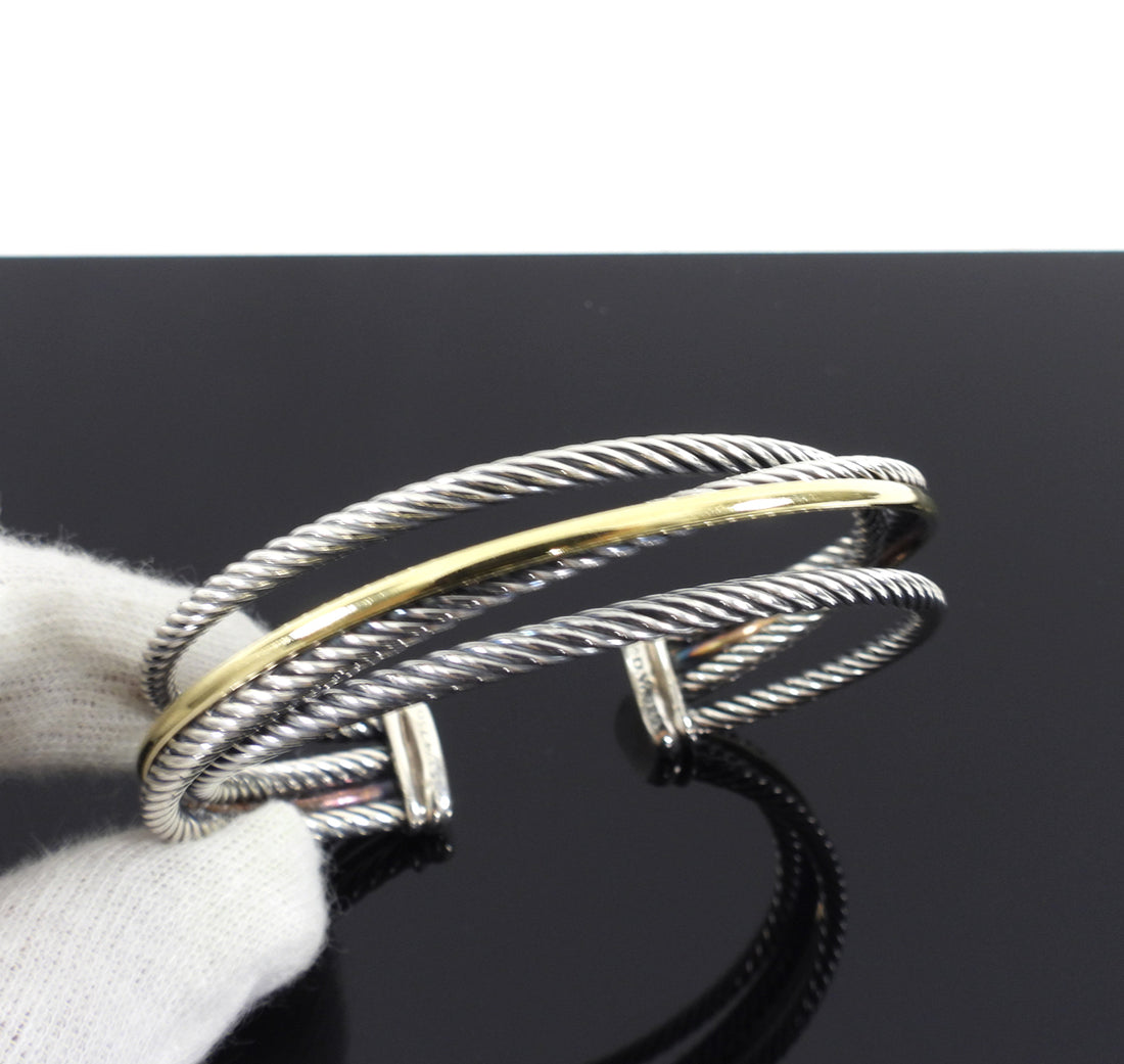 David Yurman Crossover 3 Row Cuff with 18k Gold – I MISS YOU VINTAGE