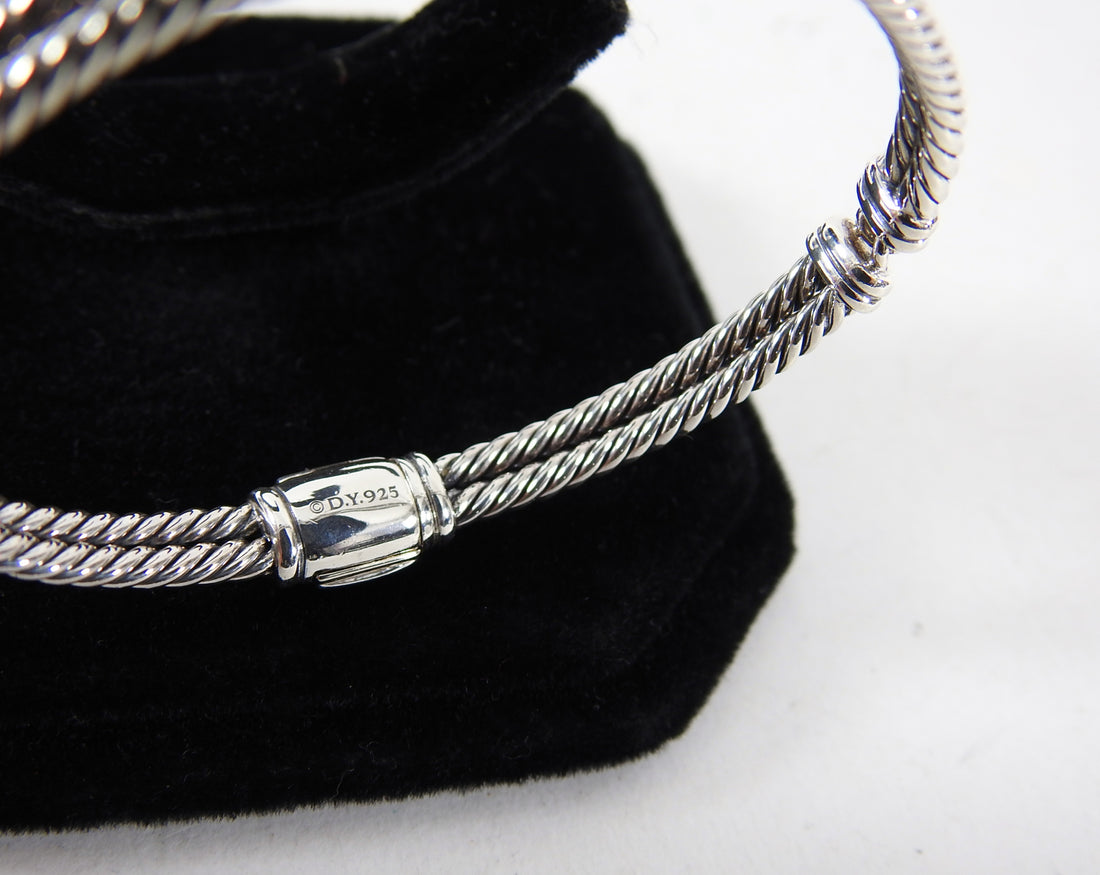 David Yurman Petite Pave Diamond and Sterling Labyrinth Loop Bracelet 