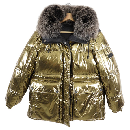 Yves Salomon Army Reversible Gold Black Metallic Parka - S