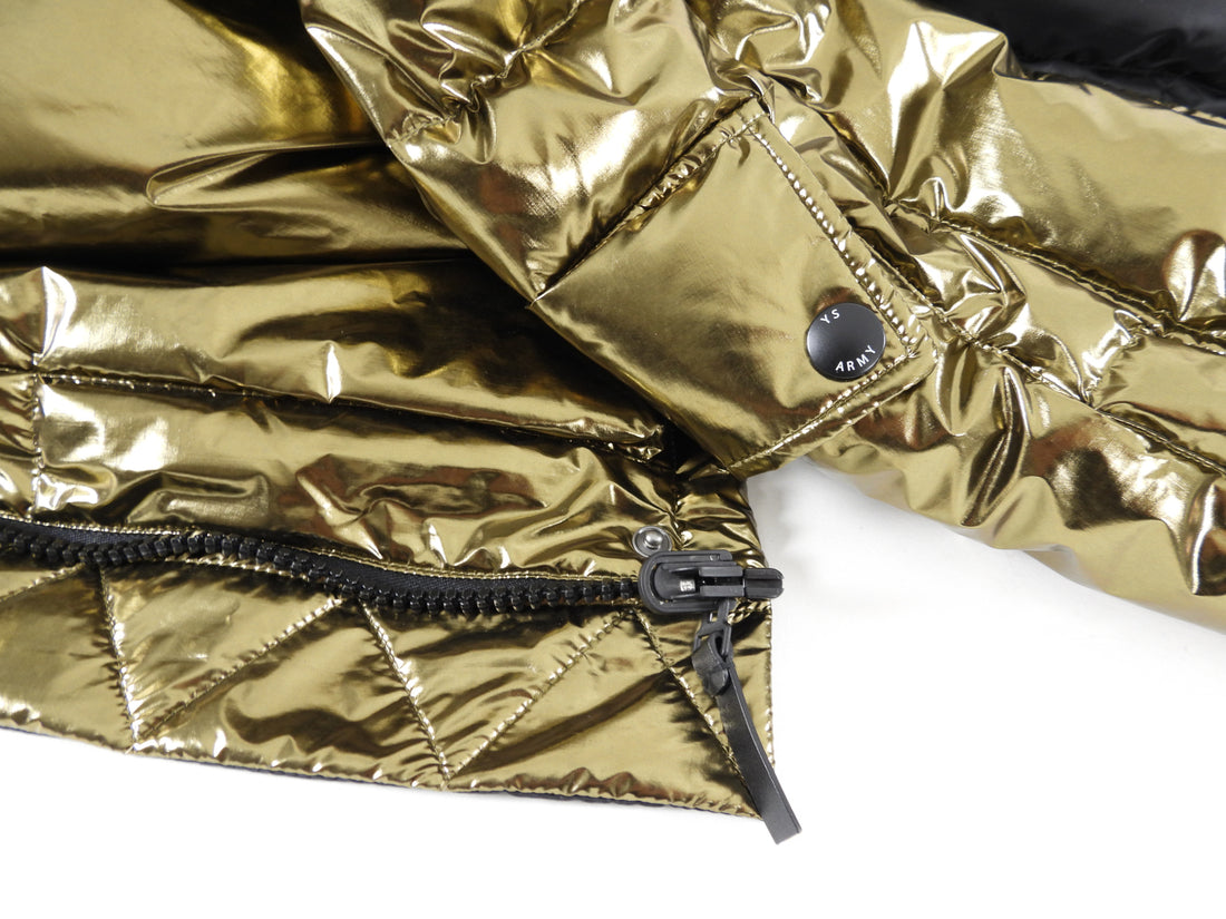 Yves Salomon Army Reversible Gold Black Metallic Parka - S